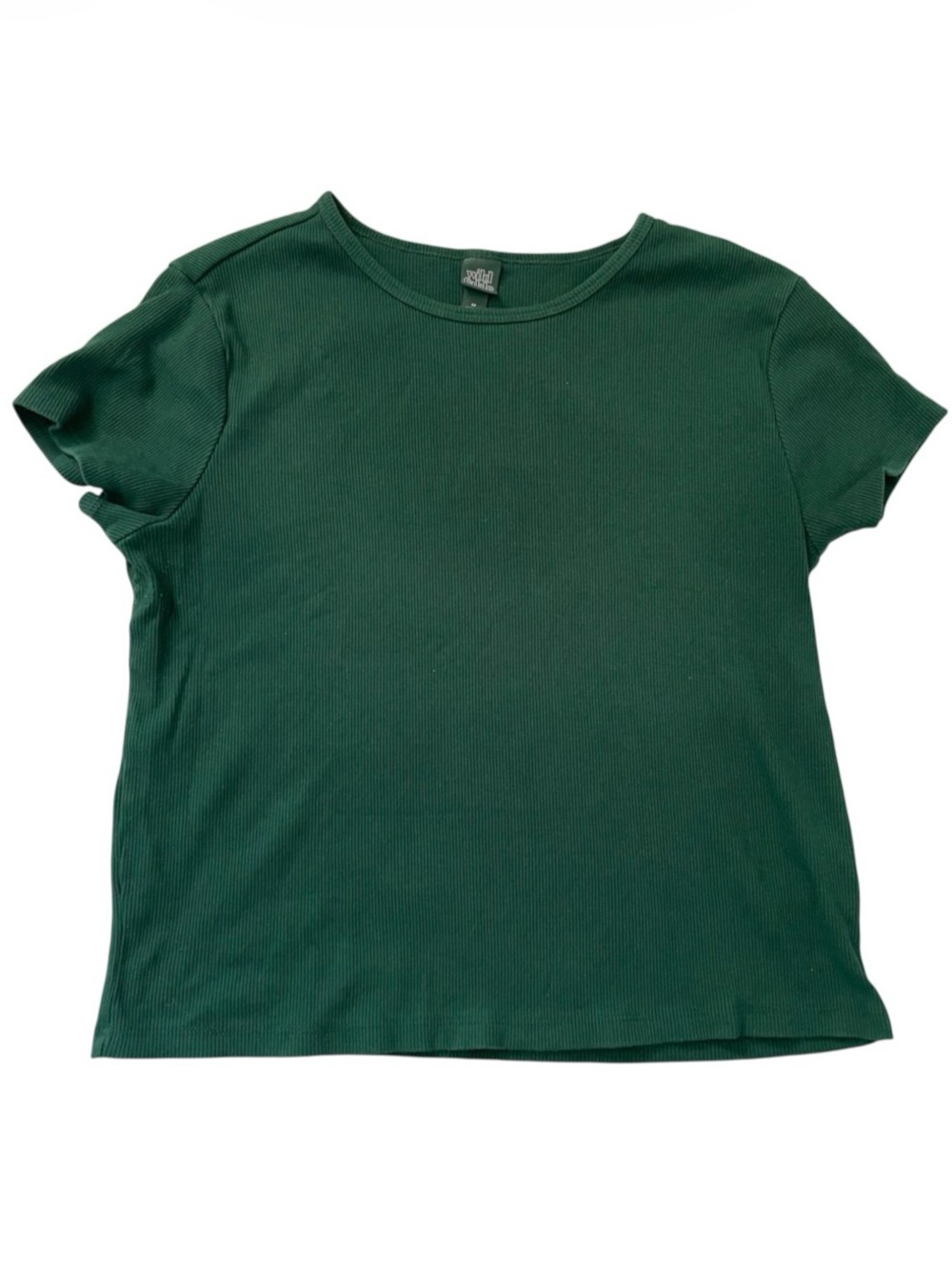 Wild Fable Women’s Crewneck Ribbed Cropped Short Sleeve T-Shirt, Green Size Med